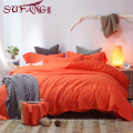 Proveedor de ropa de cama de hotel de alta calidad 100% Cotton60s Juego de sábanas de cama de color naranja amarillo liso